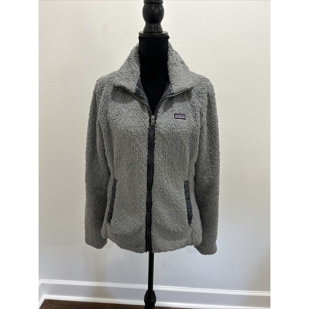 Patagonia Women Sz L Los Gatos Full Zipper Deep Pile Fleece Jacket Gray